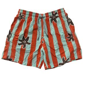 Vilebrequin Boys Starfish Stripe Swim Trunks Size 12 Orange Blue Luxury Resort